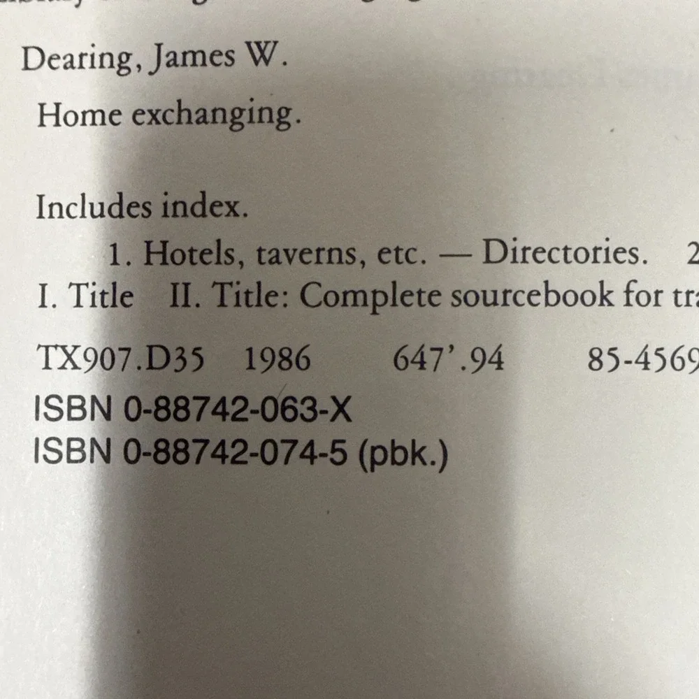 Home Exchanging-HC-Rare 1st Edition 1986-James Dearing